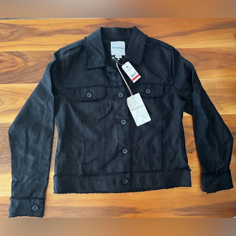 Tommy Bahama Two Palms Raw Edge Black Jacket NWT XS